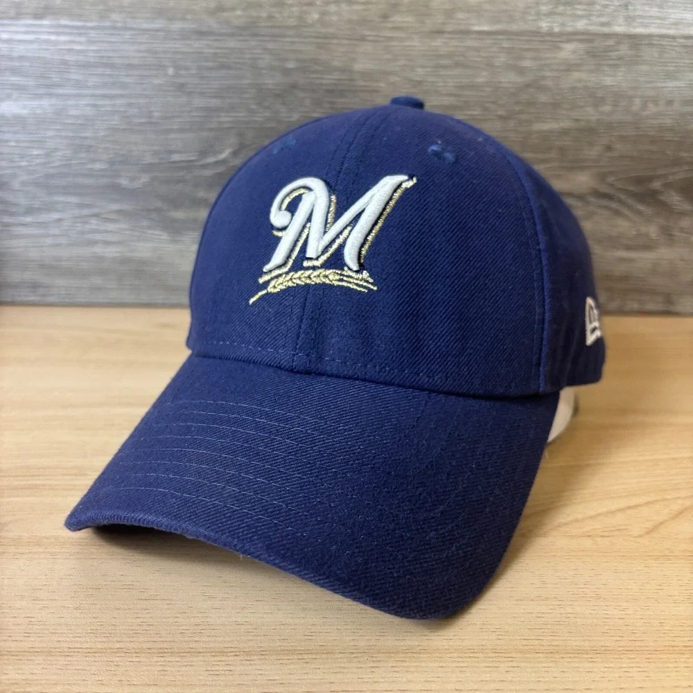 Milwaukee Brewers Hat Cap Strap Back Blue MLB Baseball New Era Adjustable